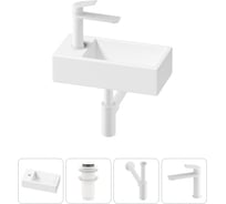 Комплект 4 в 1 Wellsee Lavinia Boho Bathroom Sink накладная/подвесная раковина 40x20 см 20216004R