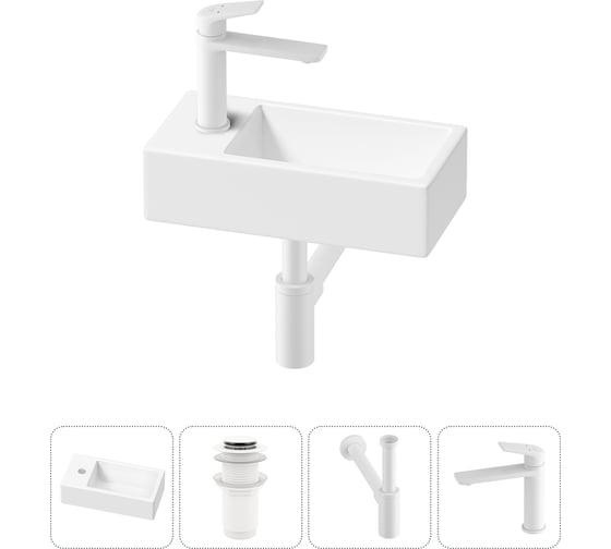 Комплект 4 в 1 Wellsee Lavinia Boho Bathroom Sink накладная/подвесная раковина 40x20 см 20216004R