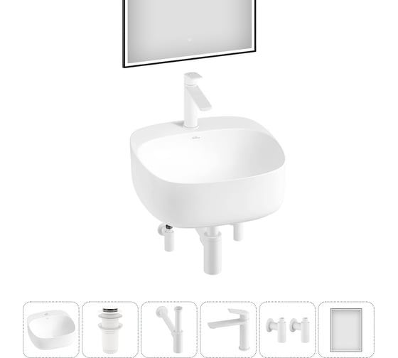 Набор Wellsee 6 в 1 Ideal накладная раковина 42x42 см 326903000, 18 20218686R 1