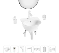 Комплект 7 в 1 Wellsee Lavinia Boho Bathroom Sink накладная/подвесная раковина 34x36 см 20219912R