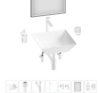 Комплект 7 в 1 Wellsee Lavinia Boho Bathroom Sink накладная раковина 42x42 см 3331111 20219304R