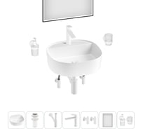 Комплект 7 в 1 Wellsee Lavinia Boho Bathroom Sink накладная раковина 44x44 см 3331112 20219312R