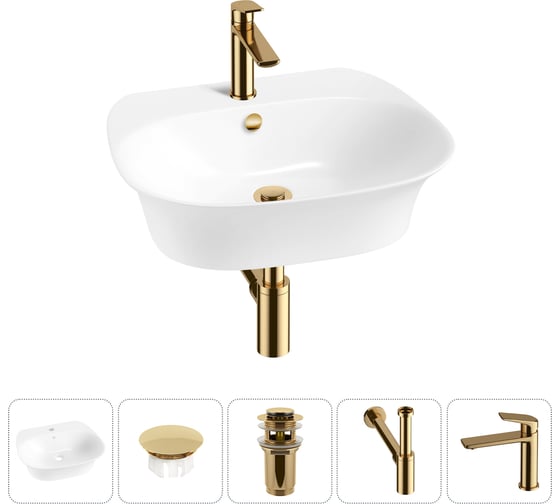 Набор Wellsee 5 в 1 Excellence Pro накладная/подвесная раковина 55x46 см 20217113R