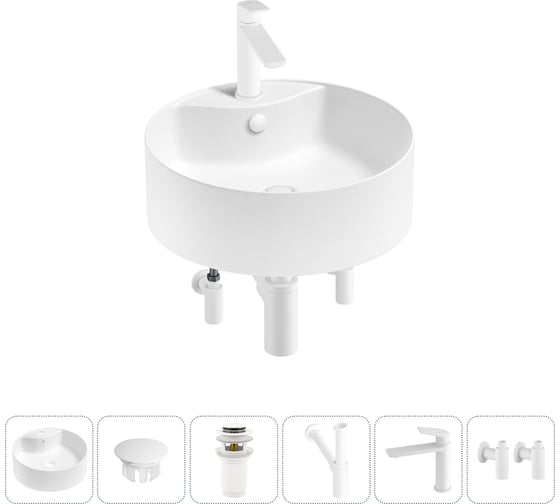 Набор Wellsee 6 в 1 Praxis накладная раковина 46x46 см 32940600S, 1 20217147R 1