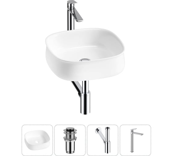 Комплект 4 в 1 Lavinia Boho Bathroom Sink накладная раковина 42x42 см 3331108 20215452R 1