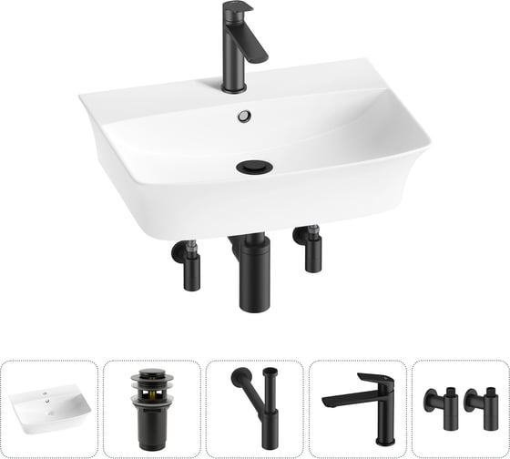 Комплект 5 в 1 Lavinia Boho Bathroom Sink накладная/подвесная раковина 55x42 см 20216790R