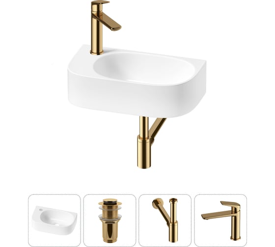 Комплект 4 в 1 Lavinia Boho Bathroom Sink накладная/подвесная раковина 40x22 см 20216339R 1