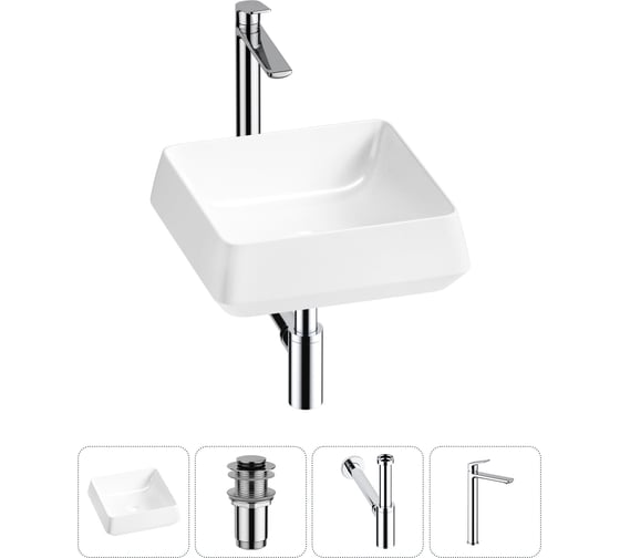 Комплект 4 в 1 Lavinia Boho Bathroom Sink накладная раковина 38x38 см 3331110 20215420R