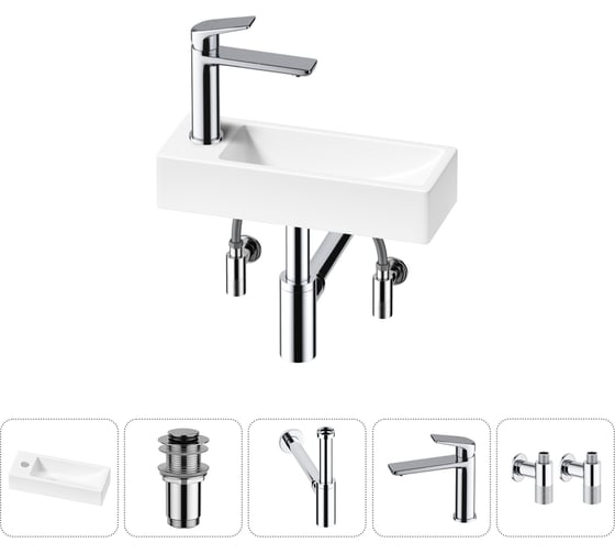 Комплект 5 в 1 Lavinia Boho Bathroom Sink накладная/подвесная раковина 38x14 см 20215921R