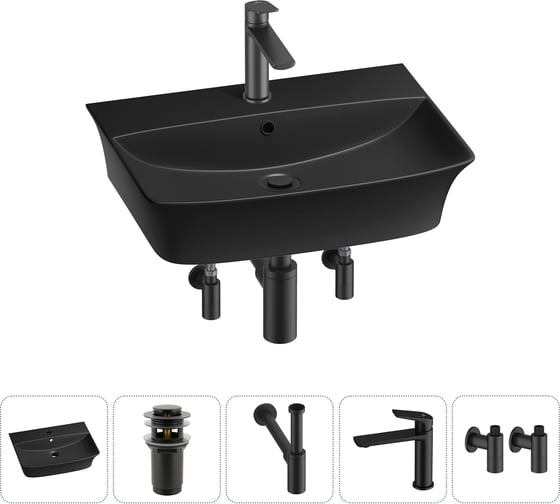 Комплект 5 в 1 Lavinia Boho Bathroom Sink накладная/подвесная раковина 55x42 см 20216803R