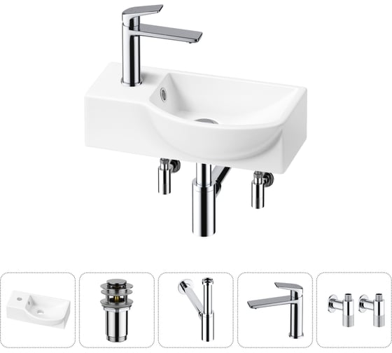 Комплект 5 в 1 Lavinia Boho Bathroom Sink накладная/подвесная раковина 40x23 см 20216033R