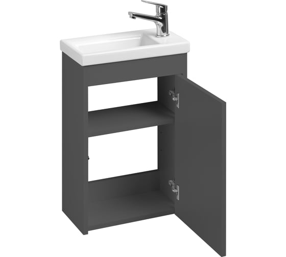 Тумба AQUATON Тори 40 антрацит, Раковина Миранда 40, 1A286901TO820