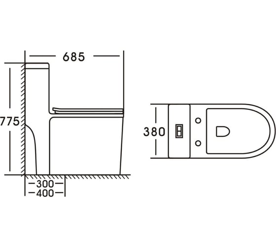 Унитаз моноблок напольный Stella Polar с сиденьем, Куэнка KN6831000, белый SP-00001878