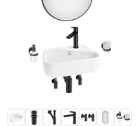Комплект Wellsee 7 в 1 Lavinia Boho Bathroom Sink накладная/подвесная раковина 44x27 см 20219896R
