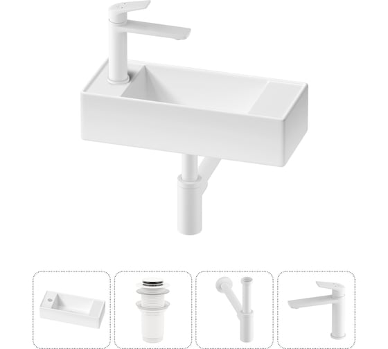 Комплект Wellsee 4 в 1 Lavinia Boho Bathroom Sink накладная/подвесная раковина 43x18 см 20216284R