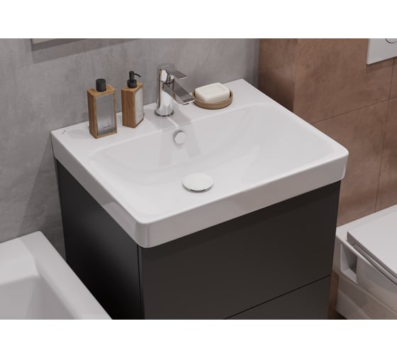 Тумба AQUATON Юнит 55 антрацит, Раковина Адриана 55 1A288201UN820