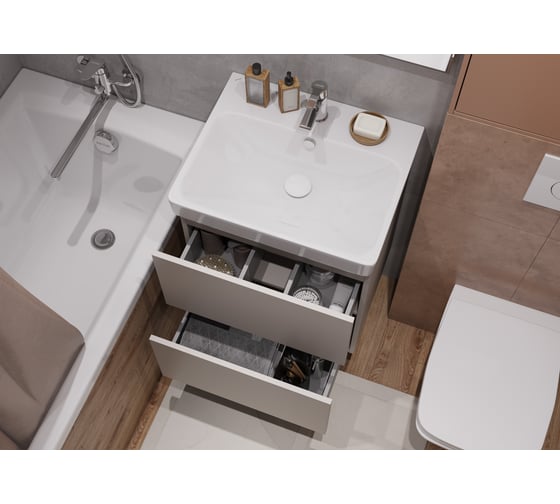 Тумба AQUATON Юнит 55 капучино, Раковина Адриана 55 1A288201UN4A0