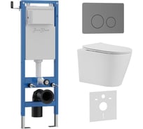 Комплект 3 в 1 IBERICA BLANCA инсталляция 40 см, унитаз TORNADO белый BURGOS ALTO (IB.BRA.234.1B1), клавиша смыва в IB.001M.BRA.234.8180