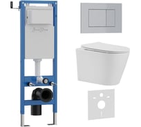 Комплект 3 в 1 IBERICA BLANCA инсталляция 40 см, унитаз TORNADO безободковый белый BURGOS ALTO (IB.BRA.234.1B1), кл IB.001M.BRA.234.853