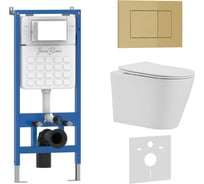 Комплект 3 в 1 IBERICA BLANCA инсталляция, унитаз TORNADO безободковый белый BURGOS ALTO (IB.BRA.234.1B1), клавиша IB001.BRA.234.854