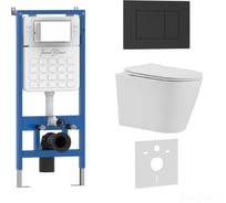 Комплект 3 в 1 IBERICA BLANCA инсталляция, унитаз TORNADO безободковый белый BURGOS ALTO (IB.BRA.234.1B1), клавиша IB001.BRA.234.851