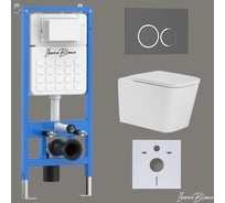Комплект 3 в 1 IBERICA BLANCA инсталляция, унитаз TORNADO безободковый белый TOLEDO ALTO (IB.TLA.234.1B1), клавиша IB001.TLA.234.827