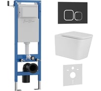 Комплект 3 в 1 IBERICA BLANCA инсталляция 40 см, унитаз безободковый белый TOLEDO ALTO (IB.TLA.231.1B1), клавиша см IB.001M.TLA.231.832