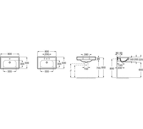 Раковина Roca Carmen 80x50 3270A0000 73270A0000