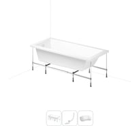 Акриловая ванна Lavinia Boho Catani 20220906R в наборе 4 в 1: акриловая ванна, каркас, слив-перелив, подголовник (цвет набора глянцевый белый) 20220906R