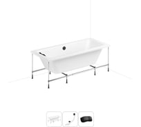 Акриловая ванна Lavinia Boho Pure 20220939R в наборе 4 в 1: акриловая ванна, каркас, слив-перелив, подголовник (цвет набора матовый черный) 20220939R