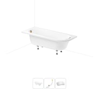 Акриловая ванна Lavinia Boho Art II 20220896R в наборе 4 в 1: акриловая ванна, ножки, слив-перелив, подголовник (цвет набора золото) 20220896R