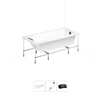 Акриловая ванна Lavinia Boho Element 20220879R в наборе 4 в 1: акриловая ванна, каркас, слив-перелив, подголовник (цвет набора матовый черный) 20220879R