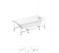 Акриловая ванна Lavinia Boho One 20220860R в наборе 4 в 1: акриловая ванна, каркас, слив-перелив, подголовник (цвет набора золото) 20220860R