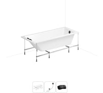 Акриловая ванна Lavinia Boho One 20220855R в наборе 4 в 1: акриловая ванна, каркас, слив-перелив, подголовник (цвет набора матовый черный) 20220855R