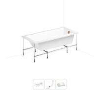 Акриловая ванна Lavinia Boho Catani 20220920R в наборе 4 в 1: акриловая ванна, каркас, слив-перелив, подголовник (цвет набора золото) 20220920R