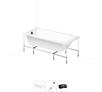 Акриловая ванна Lavinia Boho Catani 20220915R в наборе 4 в 1: акриловая ванна, каркас, слив-перелив, подголовник (цвет набора матовый черный) 20220915R