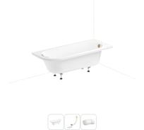 Акриловая ванна Lavinia Boho Art II 20220900R в наборе 4 в 1: акриловая ванна, ножки, слив-перелив, подголовник (цвет набора золото) 20220900R