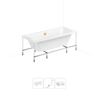 Акриловая ванна Lavinia Boho Pure 20220944R в наборе 4 в 1: акриловая ванна, каркас, слив-перелив, подголовник (цвет набора золото) 20220944R