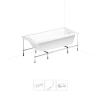Акриловая ванна Lavinia Boho Element 20220878R в наборе 4 в 1: акриловая ванна, каркас, слив-перелив, подголовник (цвет набора глянцевый белый) 20220878R