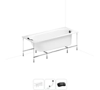 Акриловая ванна Lavinia Boho Biore 20220891R в наборе 4 в 1: акриловая ванна, каркас, слив-перелив, подголовник (цвет набора матовый черный) 20220891R