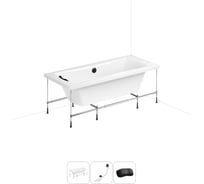 Акриловая ванна Lavinia Boho Evan 20220931R в наборе 4 в 1: акриловая ванна, каркас, слив-перелив, подголовник (цвет набора матовый черный) 20220931R