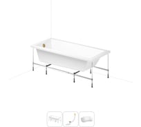 Акриловая ванна Lavinia Boho Catani 20220916R в наборе 4 в 1: акриловая ванна, каркас, слив-перелив, подголовник (цвет набора золото) 20220916R