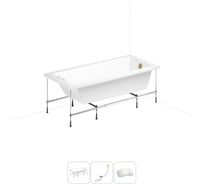 Акриловая ванна Lavinia Boho Element 20220880R в наборе 4 в 1: акриловая ванна, каркас, слив-перелив, подголовник (цвет набора золото) 20220880R