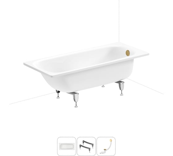 Стальная ванна 160х70 см с шумоизоляцией Sanitana BLB Universal 20220704R в наборе 3 в 1 20220704R