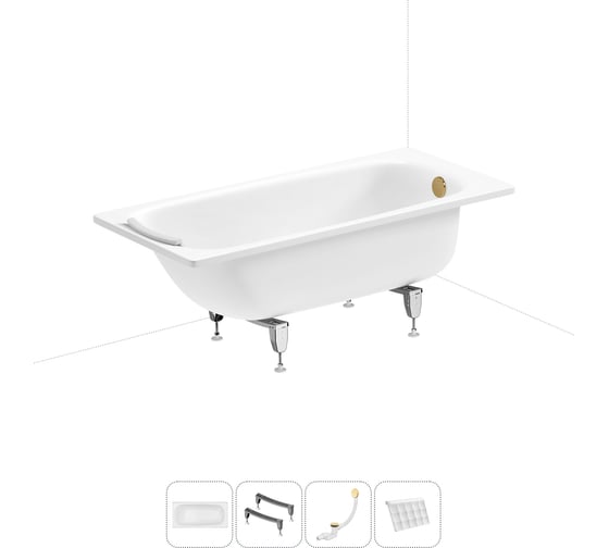Стальная ванна 150х70 см с шумоизоляцией Sanitana BLB Universal 20220692R в наборе 4 в 1 20220692R