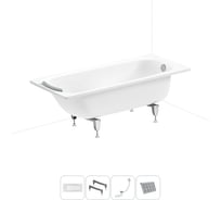 Стальная ванна 160х70 см с шумоизоляцией Sanitana BLB Universal 20220705R в наборе 4 в 1 20220705R
