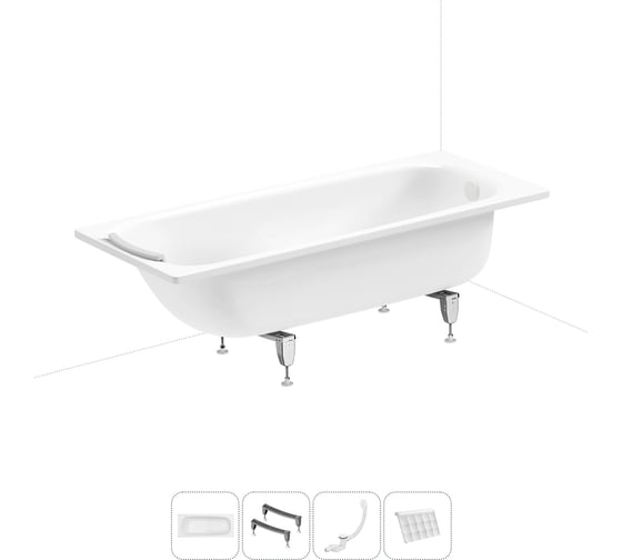 Стальная ванна 170х70 см с шумоизоляцией Sanitana BLB Universal 20220722R в наборе 4 в 1 20220722R