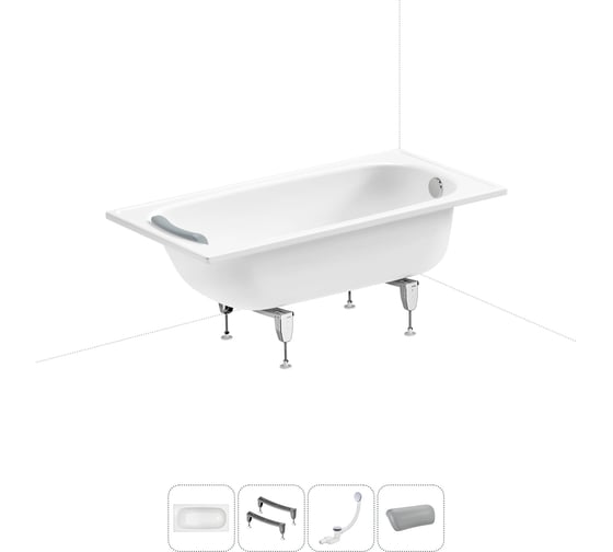 Стальная ванна 140х70 см Sanitana BLB Europa 20220609R в наборе 4 в 1 20220609R