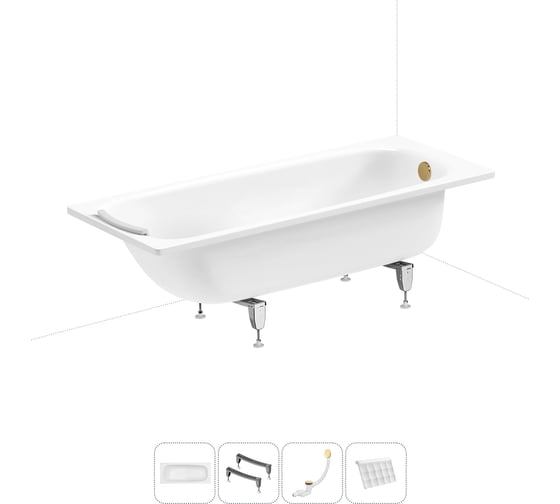 Стальная ванна 170х70 см с шумоизоляцией Sanitana BLB Universal 20220724R в наборе 4 в 1 20220724R
