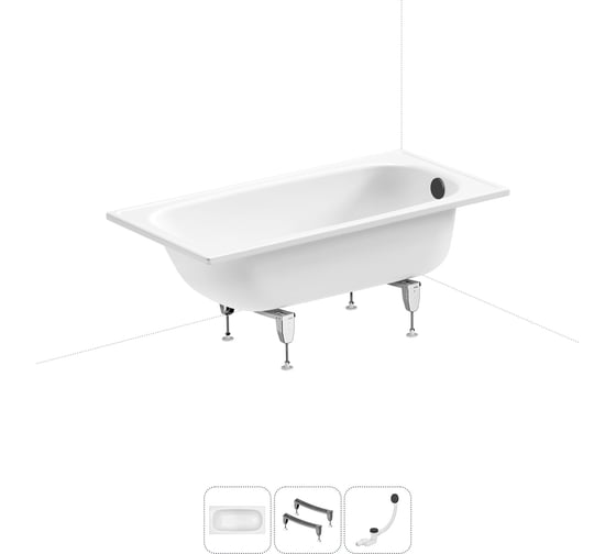 Стальная ванна 130х70 см Sanitana BLB Europa 20220591R в наборе 3 в 1 20220591R